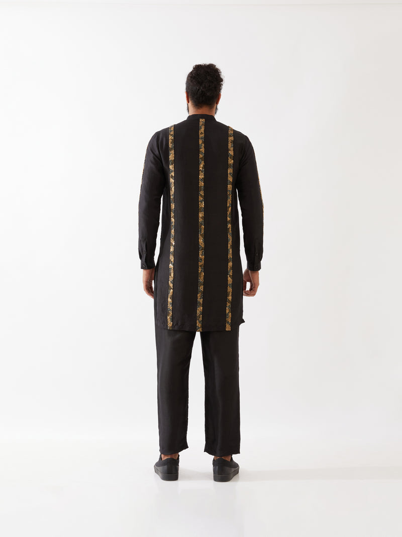 AVERY SILK KURTA SET - BLACK