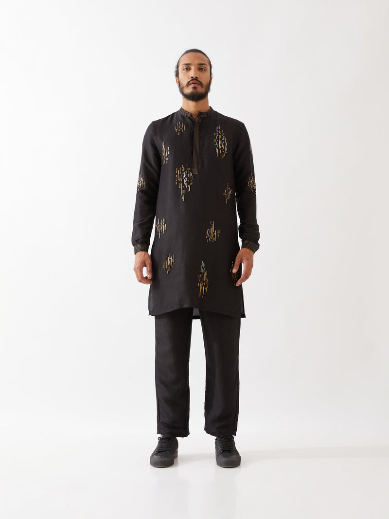 HAYES SILK KURTA SET - BLACK