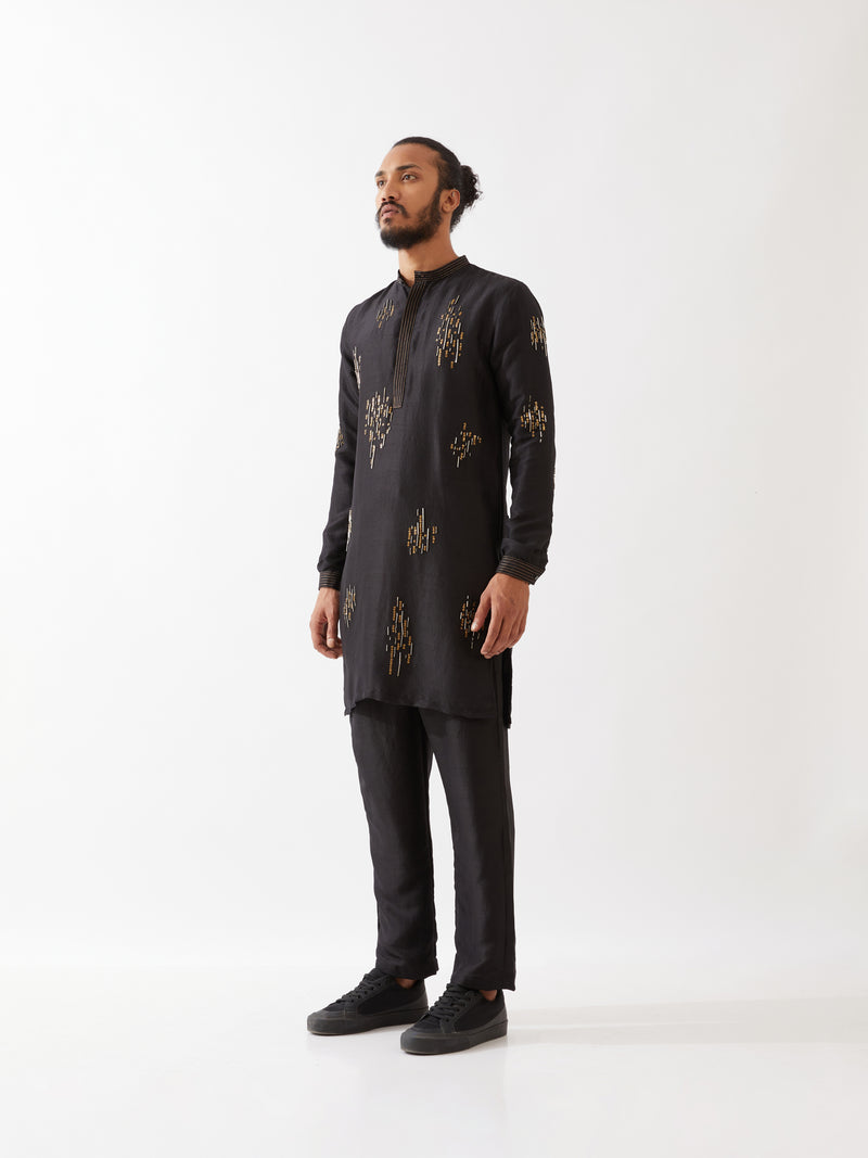 HAYES SILK KURTA SET - BLACK