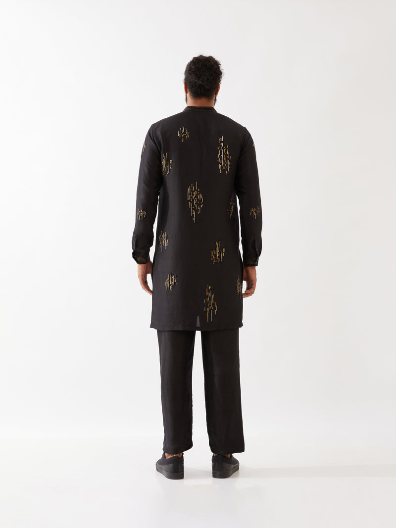 HAYES SILK KURTA SET - BLACK