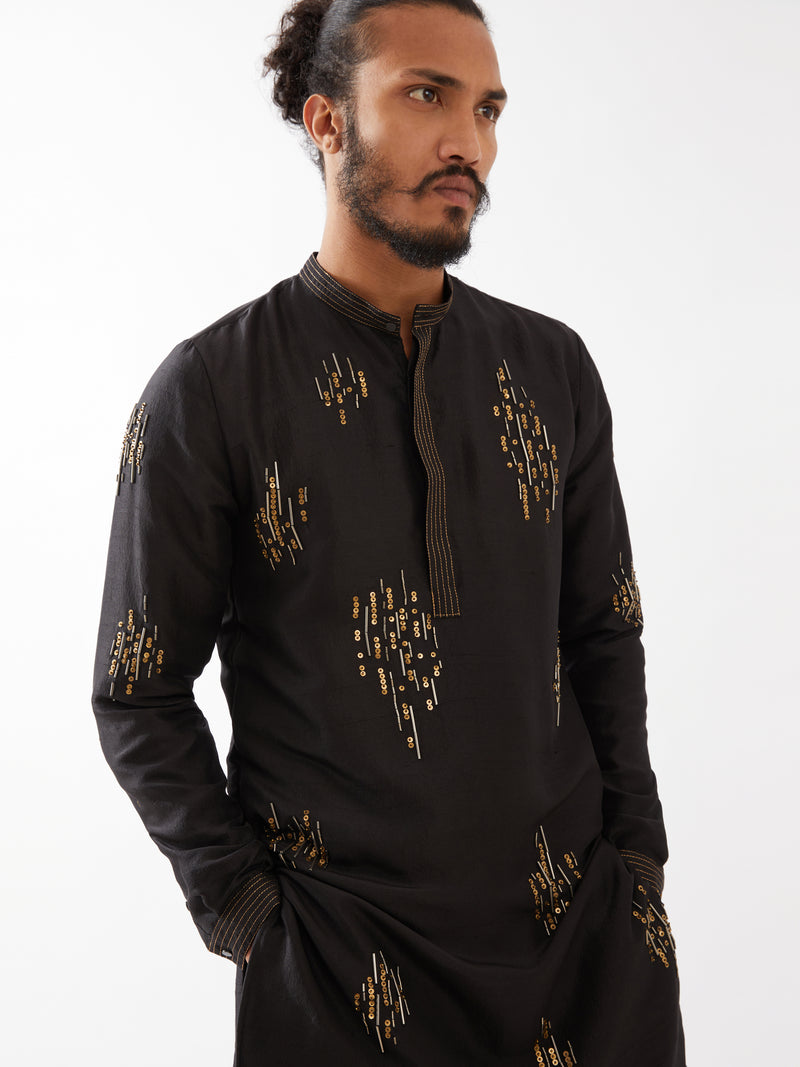 HAYES SILK KURTA SET - BLACK