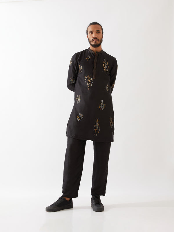 HAYES SILK KURTA SET - BLACK