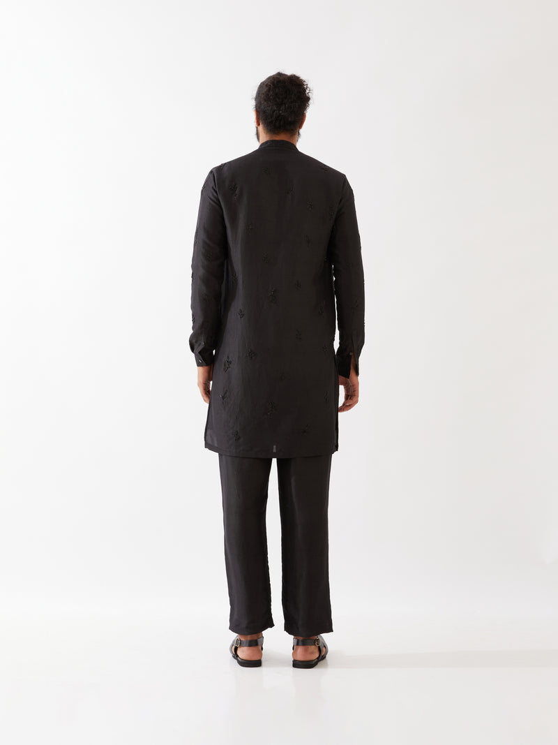 PAXTON SILK KURTA SET - BLACK