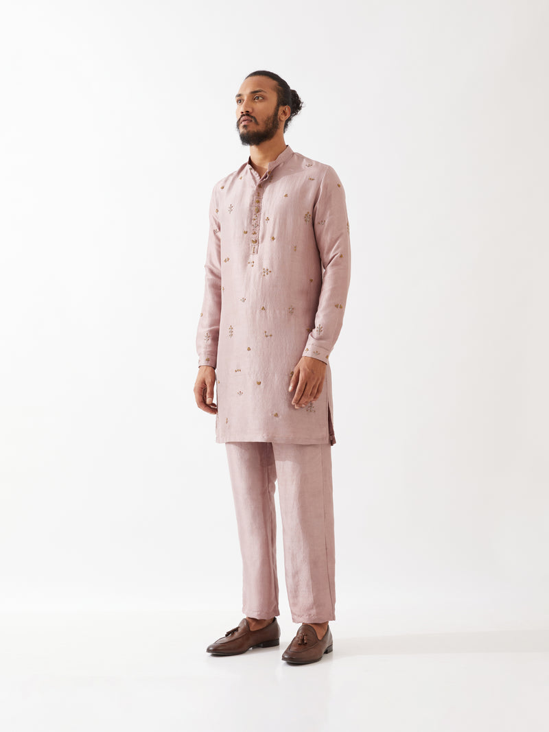 TRISTAN SILK KURTA SET - PURPLE