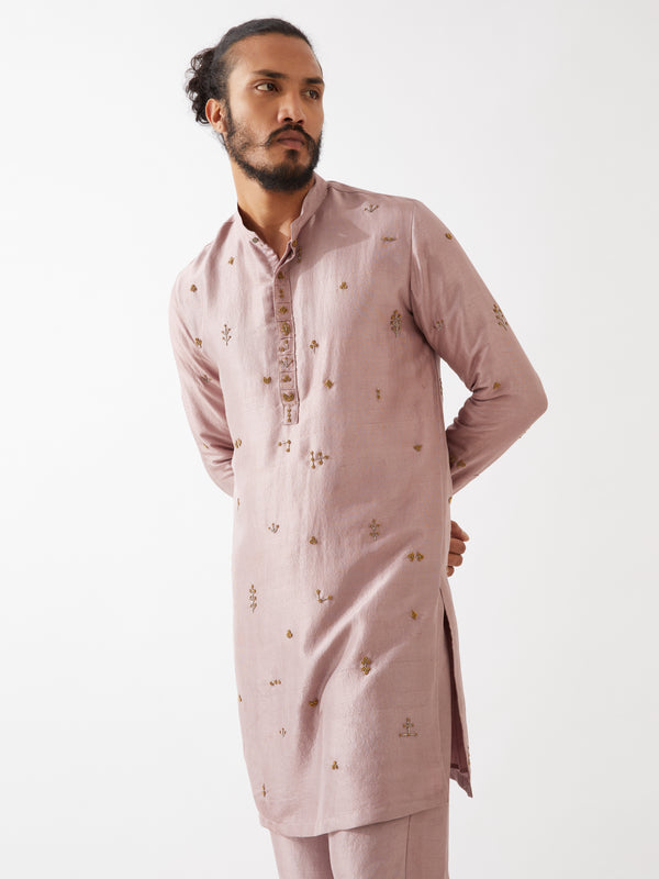 TRISTAN SILK KURTA SET - PURPLE