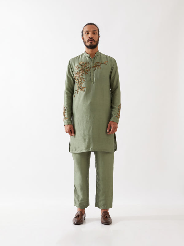 BRODY SILK KURTA SET - GREEN