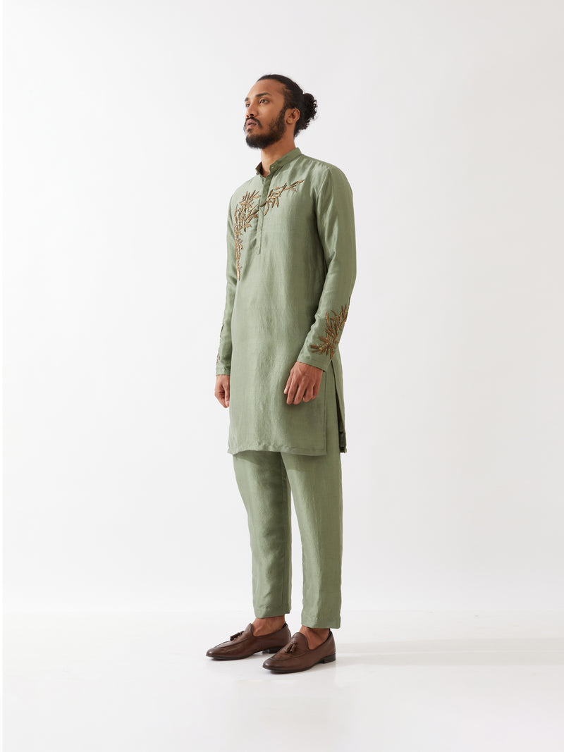 BRODY SILK KURTA SET - GREEN