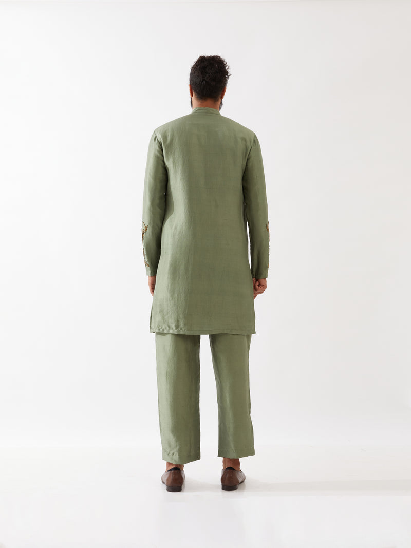 BRODY SILK KURTA SET - GREEN