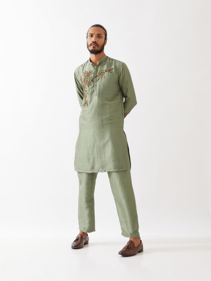 BRODY SILK KURTA SET - GREEN