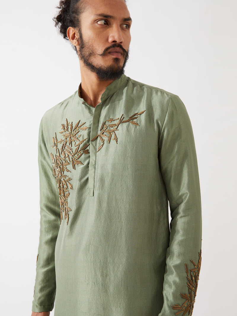 BRODY SILK KURTA SET - GREEN