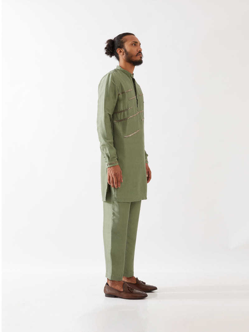 LANCES SILK KURTA SET - GREEN