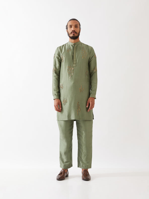 HAYES SILK KURTA SET - GREEN