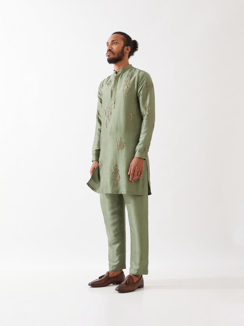 HAYES SILK KURTA SET - GREEN