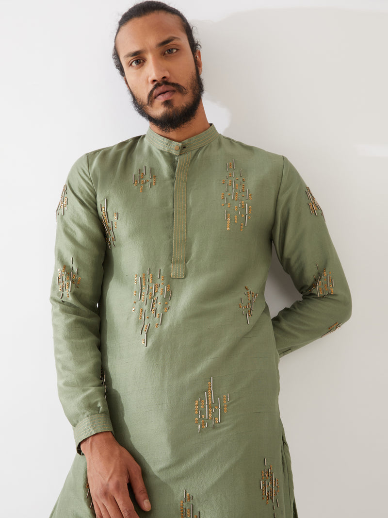 HAYES SILK KURTA SET - GREEN