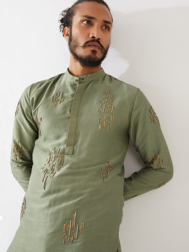 HAYES SILK KURTA SET - GREEN