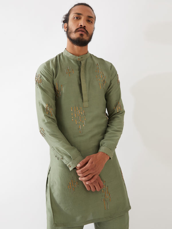 HAYES SILK KURTA SET - GREEN