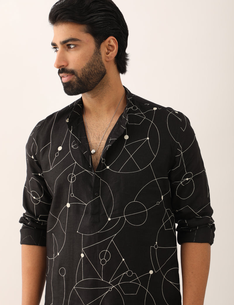 KRISH COSMOS KURTA SET - BLACK