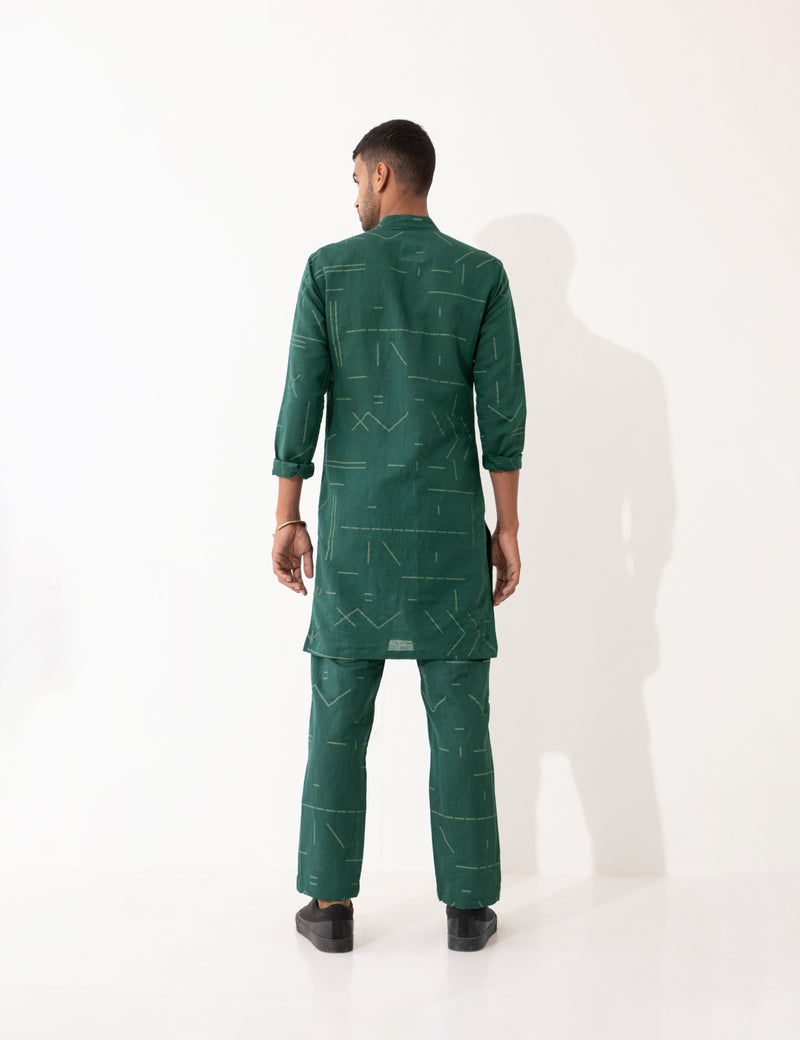 HAZEL CONTRA KURTA- GREEN