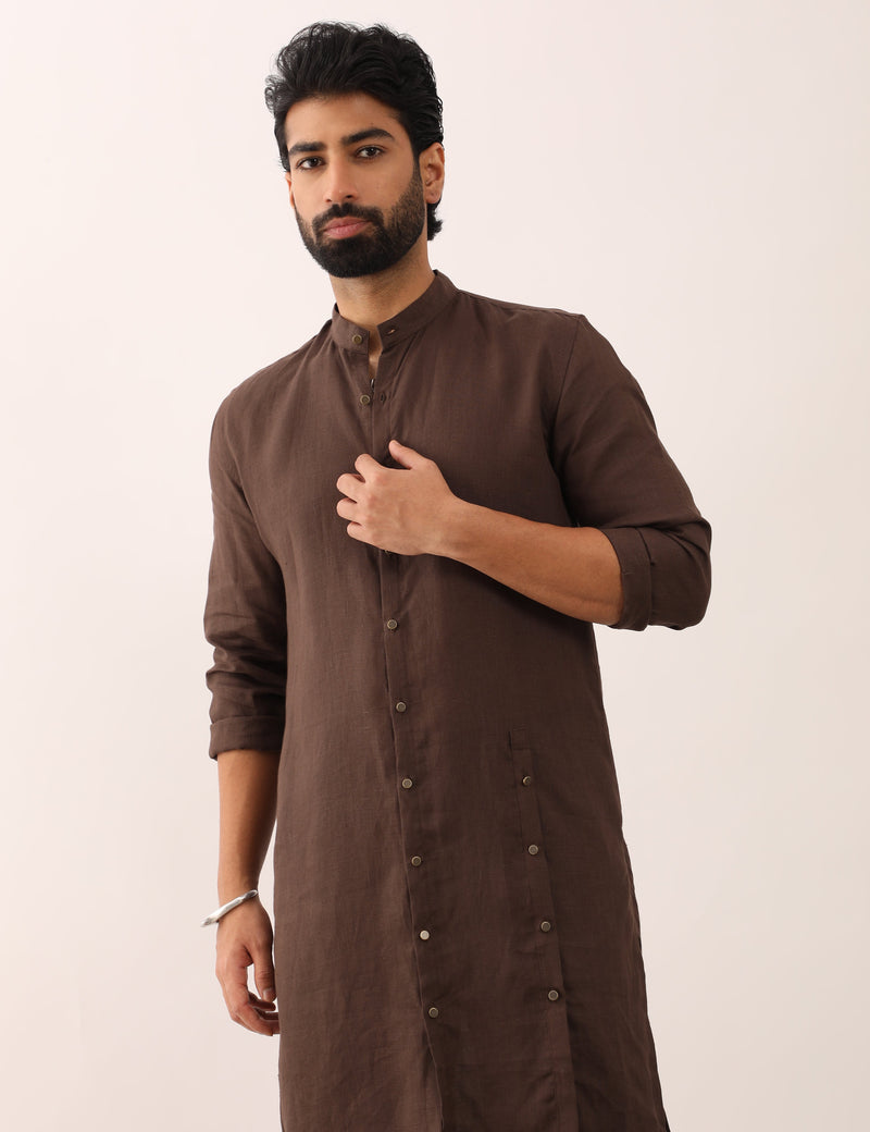 ALOK KURTA SET - BROWN