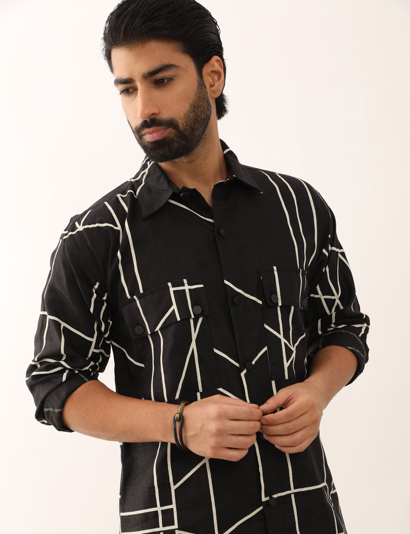 KABIR GLASS SHIRT SET - BLACK