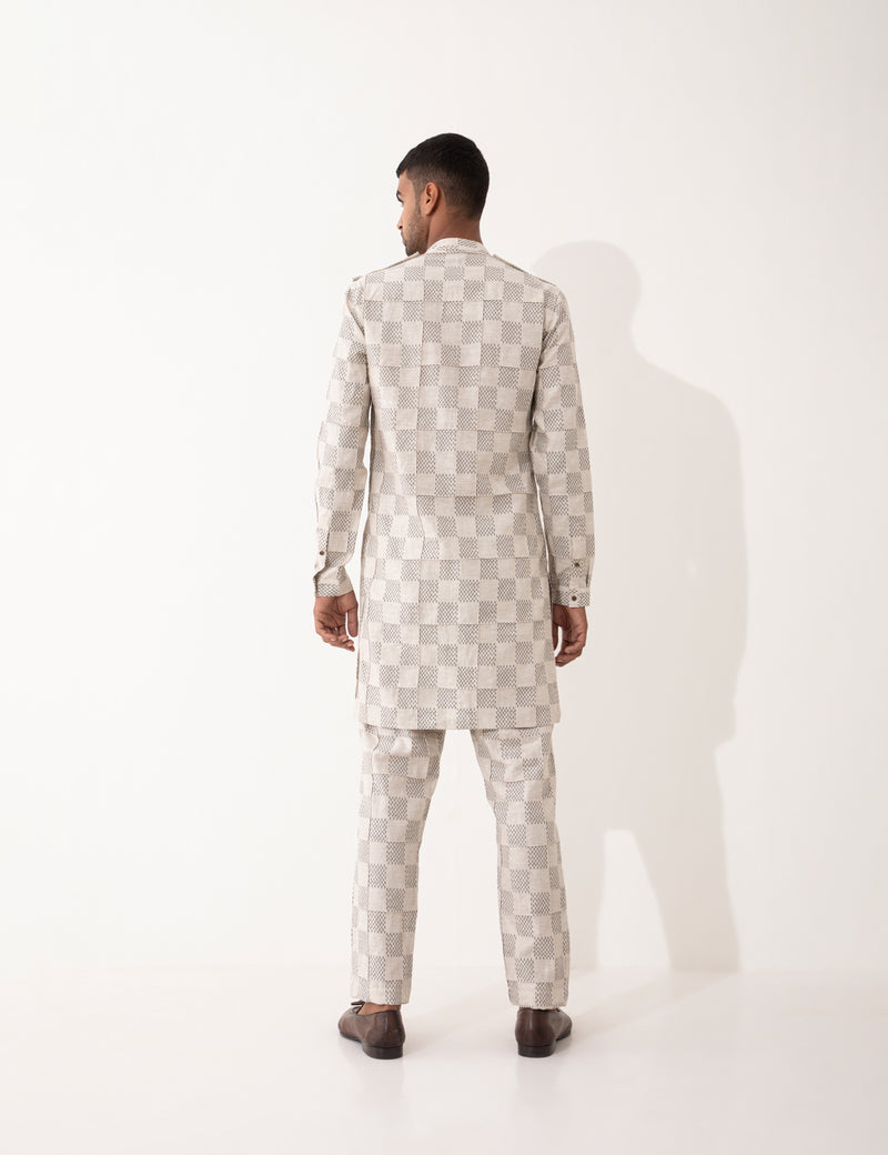 AUBREY MESH KURTA SET- IVORY