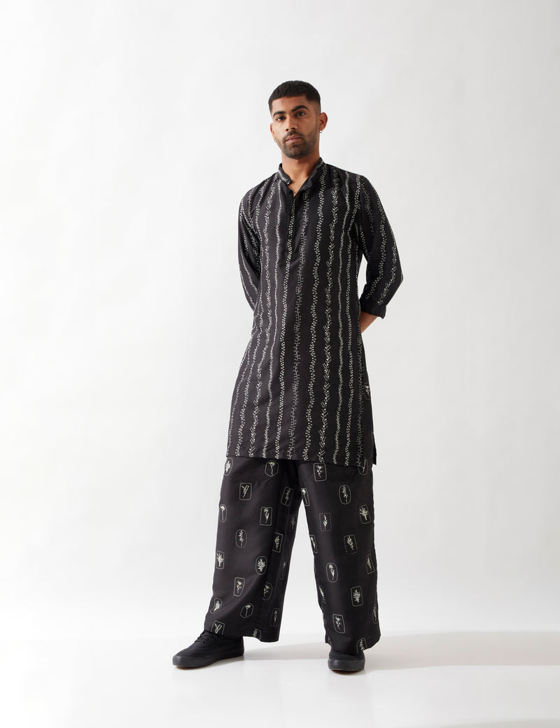 IRVIN VINE KURTA SET - BLACK
