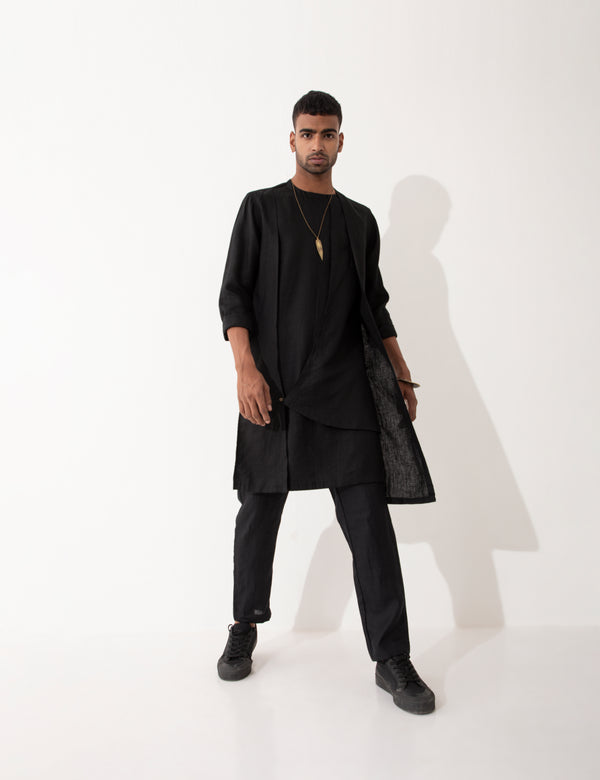 NIERO KURTA SET - BLACK