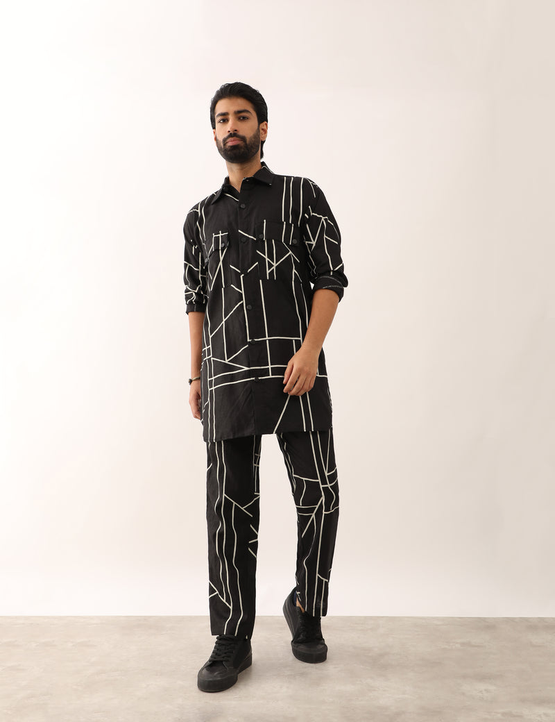 KABIR GLASS SHIRT SET - BLACK