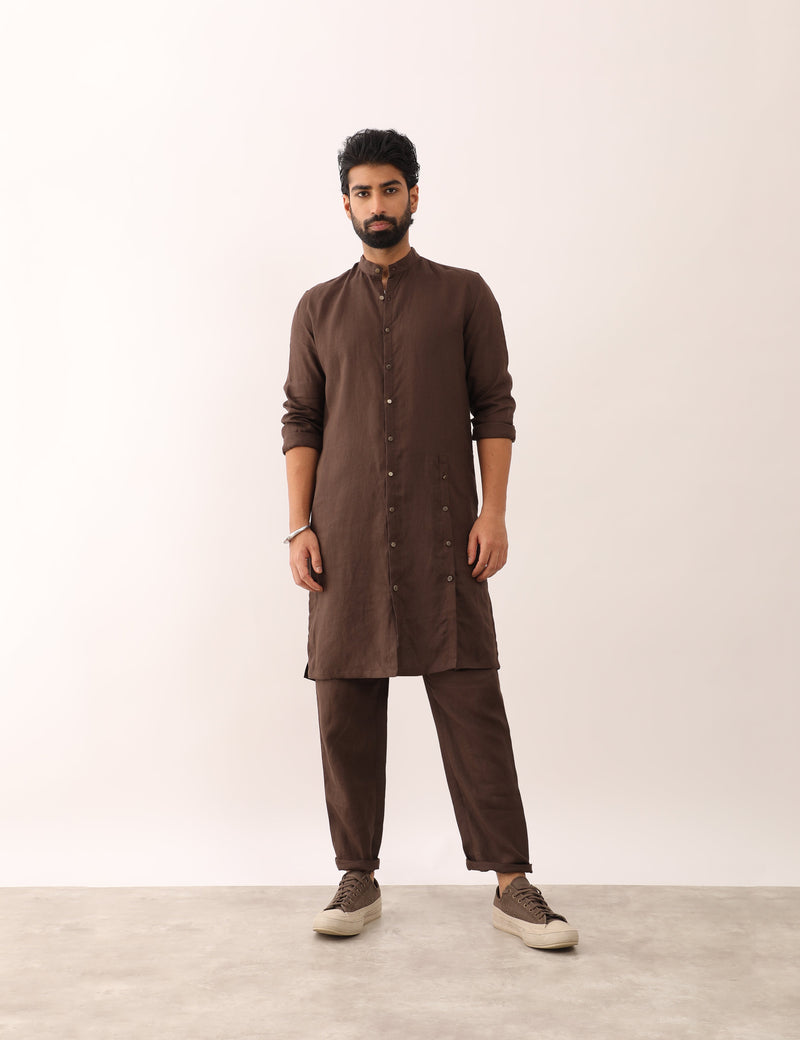 ALOK KURTA SET - BROWN