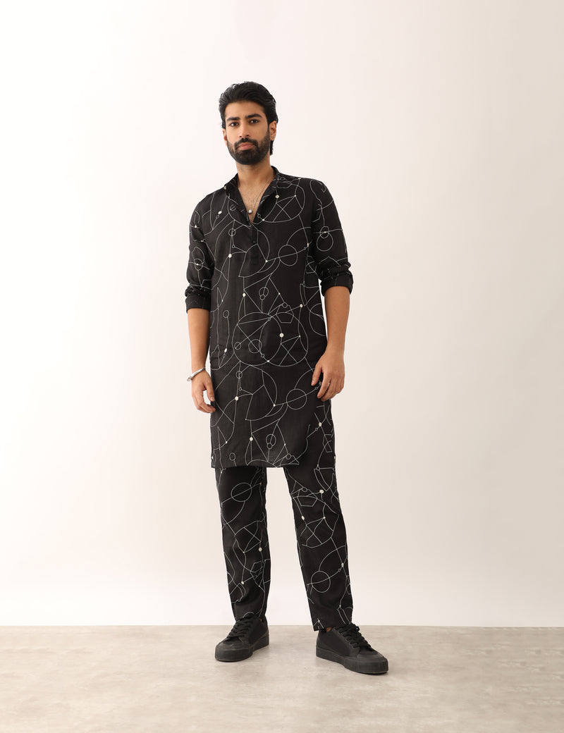 KRISH COSMOS KURTA SET - BLACK