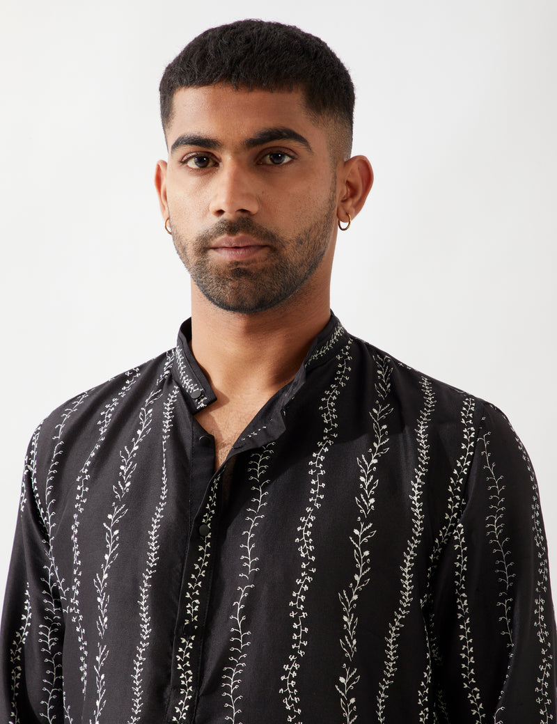 IRVIN VINE KURTA SET - BLACK