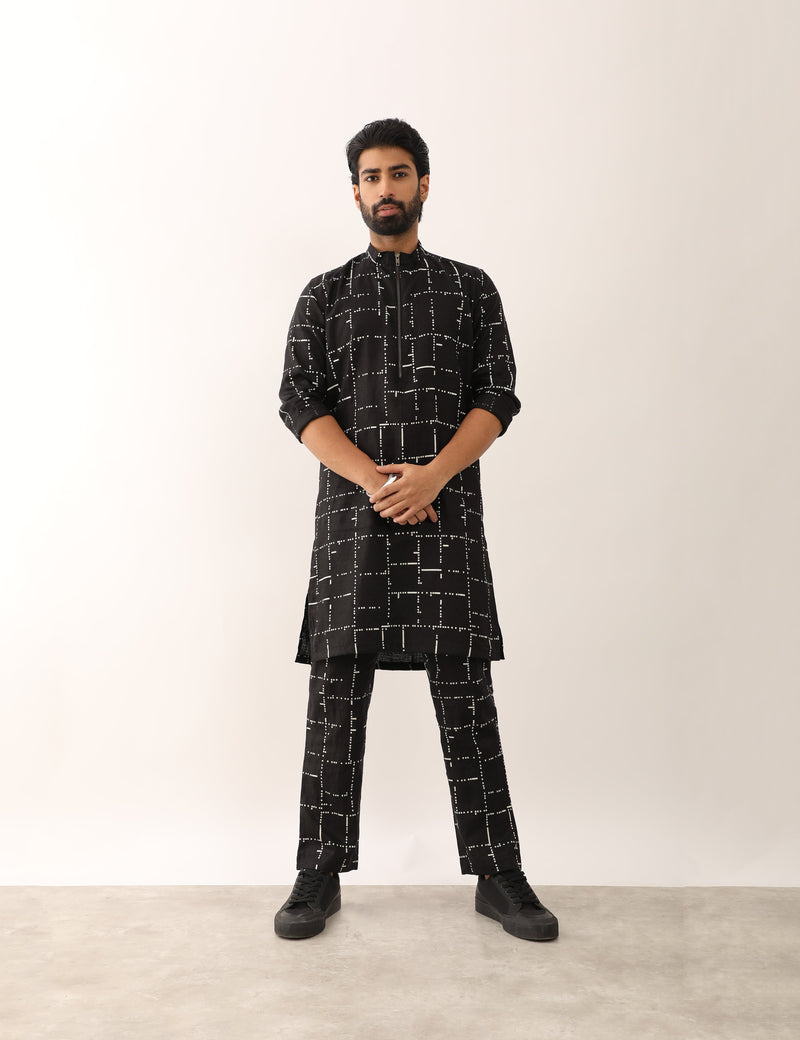 NAKUL TETRIS KURTA - BLACK