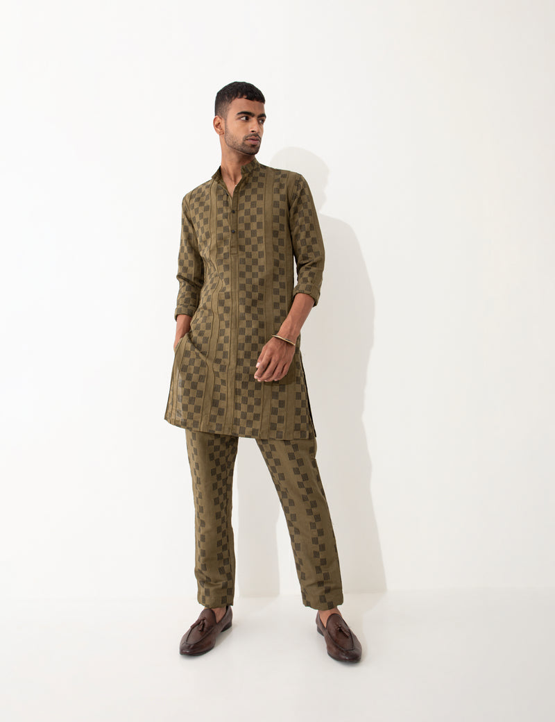 KENO HOPSCOTCH KURTA SET- BROWN