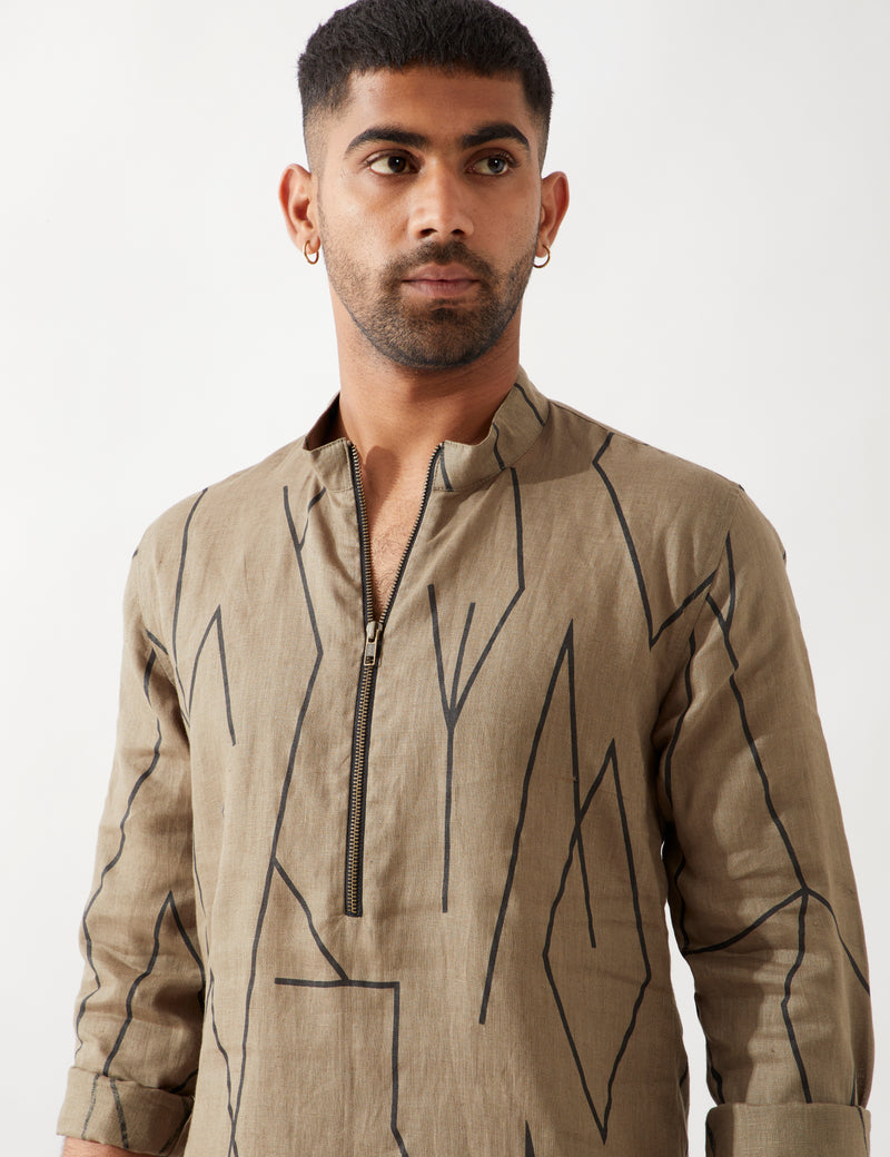 RORY METAL KURTA SET - OLIVE