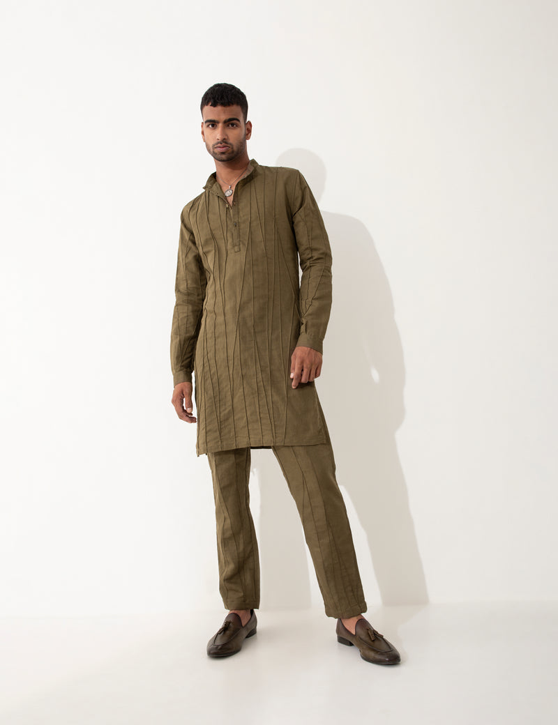 ASHER KURTA SET  - BROWN