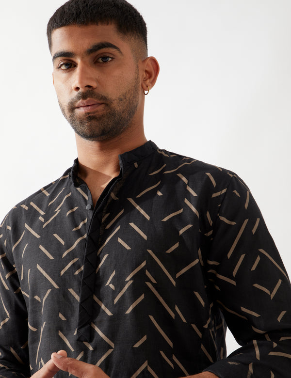 AIDEN PATHWAY KURTA - BLACK