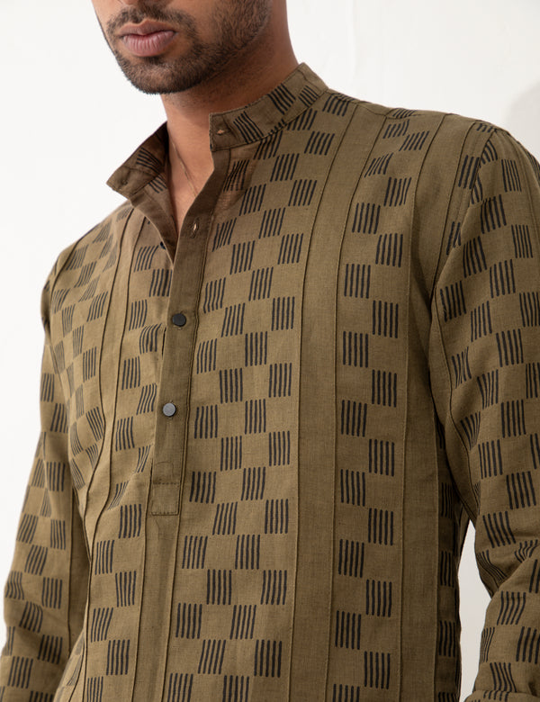 KENO HOPSCOTCH KURTA - BROWN