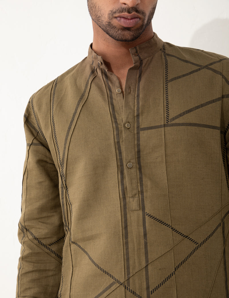 ED PIPELINE KURTA SET- BROWN