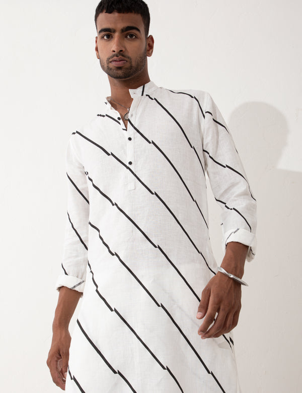 ZANDER BIAS KURTA - WHITE