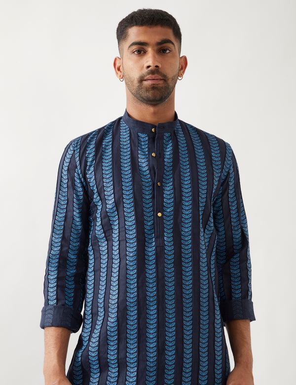 BLAKE CATKIN KURTA - NAVY