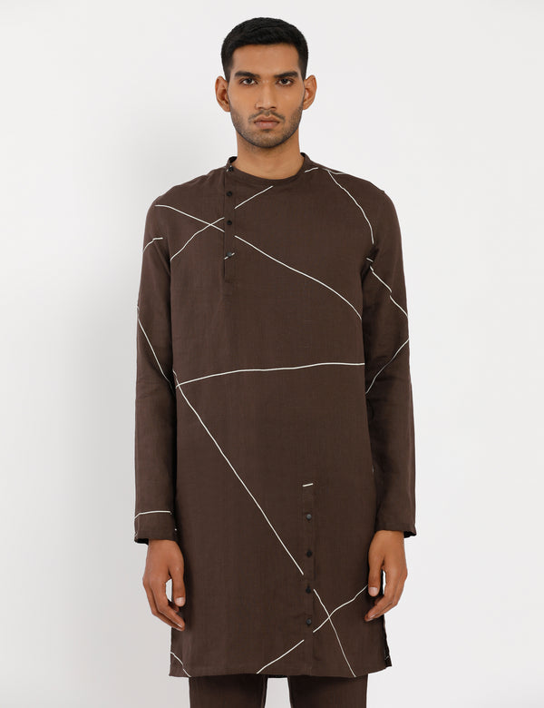 MERGER KURTA ABSTRACT - BROWN