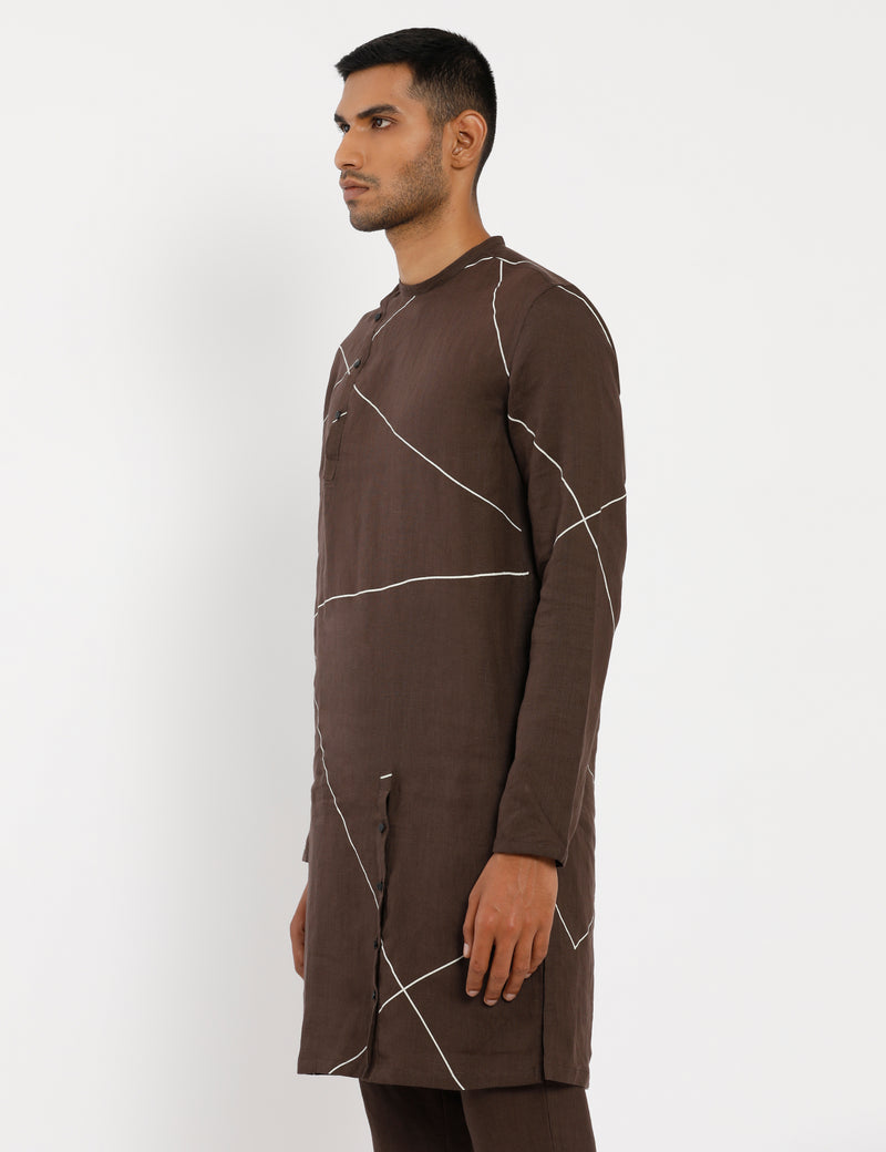 MERGER KURTA ABSTRACT - BROWN