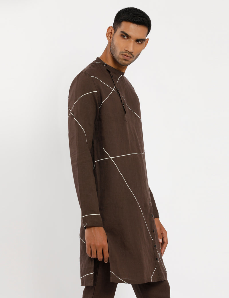 MERGER KURTA ABSTRACT - BROWN