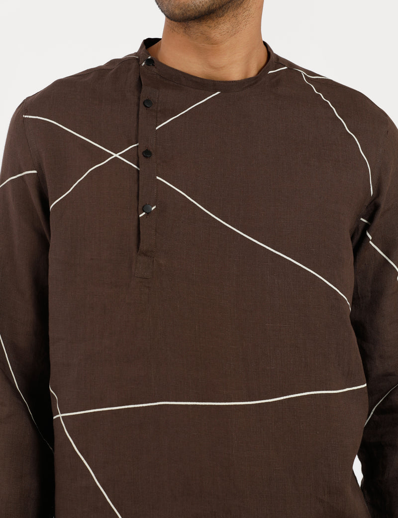 MERGER KURTA ABSTRACT - BROWN