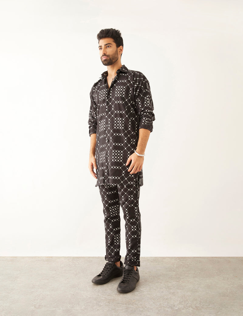 AAZZ  BALANCE TWIN KURTA -  BLACK