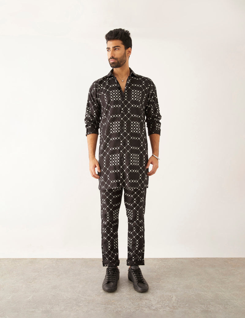 AAZZ  BALANCE TWIN KURTA -  BLACK