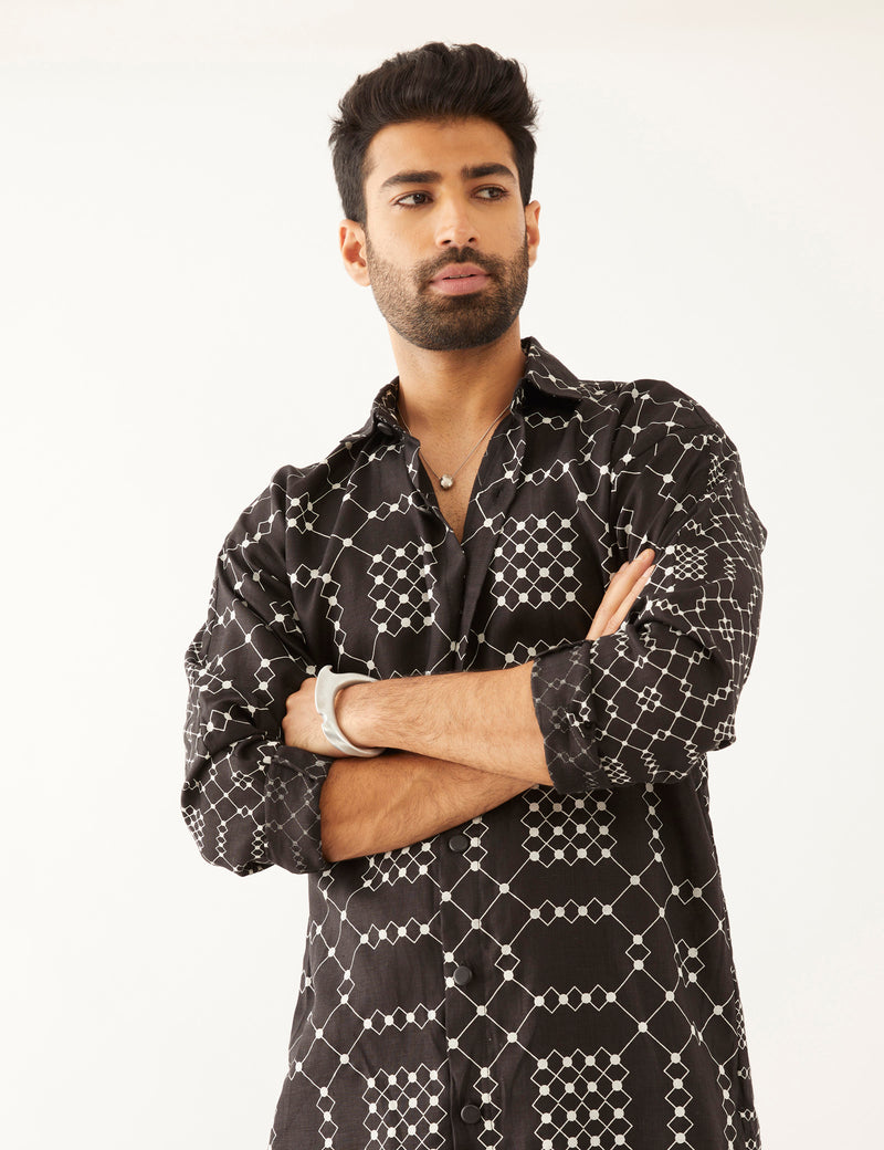 AAZZ  BALANCE TWIN KURTA -  BLACK