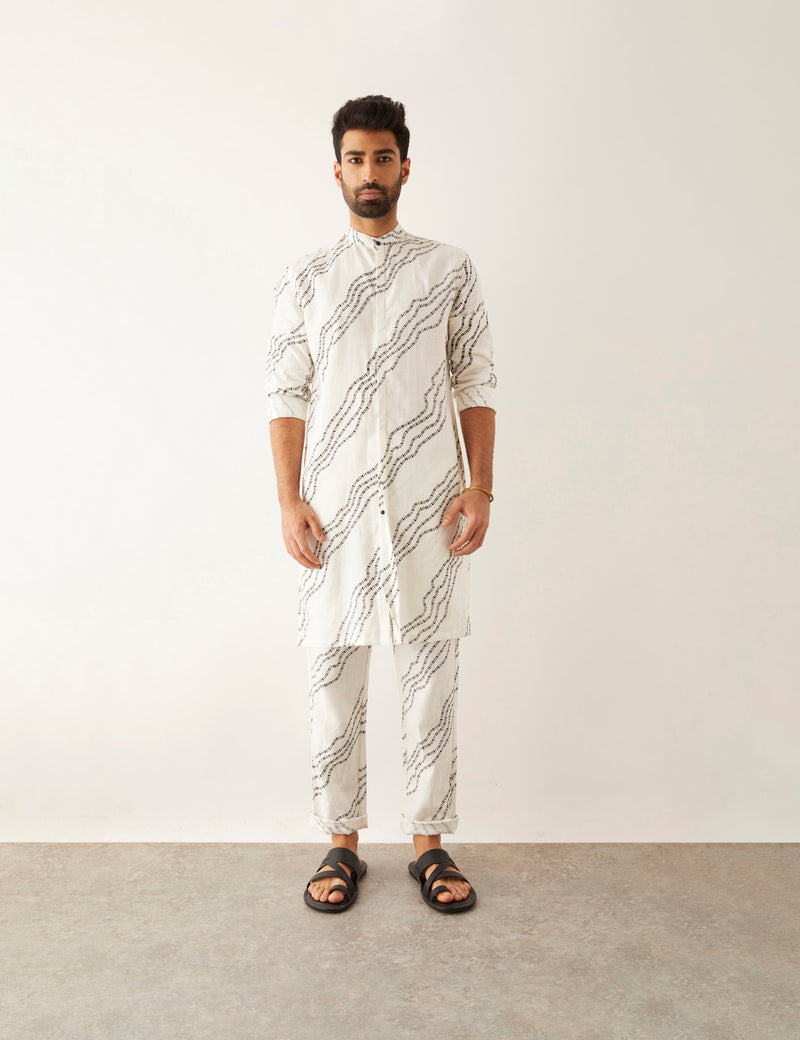 DAYLAN - WAVES - KURTA - SET - WHITE