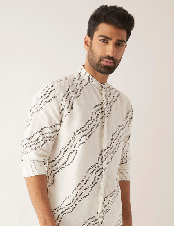 DAYLAN - WAVES - KURTA - WHITE