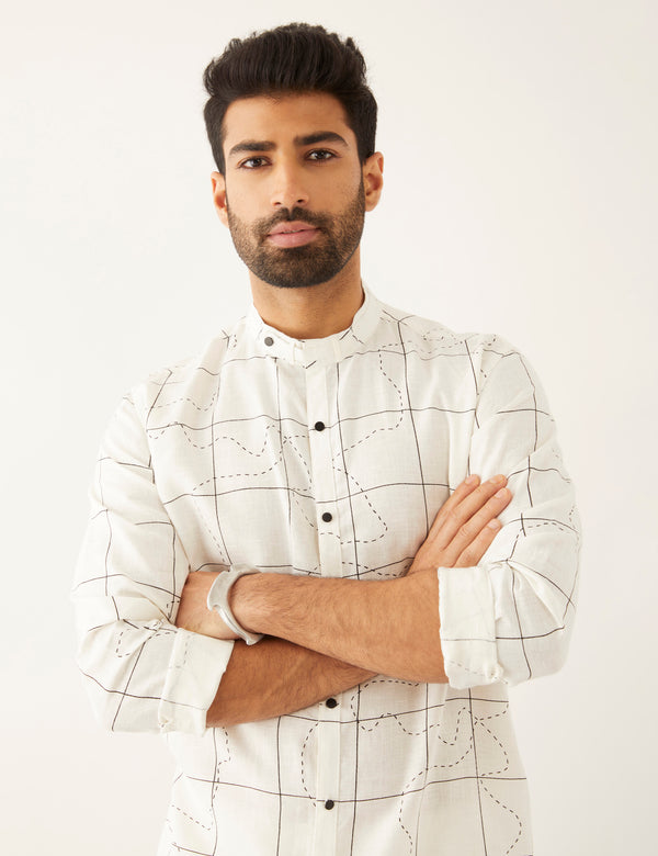 TAHA - TOPOGRAPHY - KURTA - WHITE